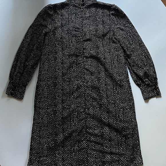 Kate Spade Silk Herringbone Tie-Neck Long Sleeve Dress Black Size Small - Picture 6 of 14